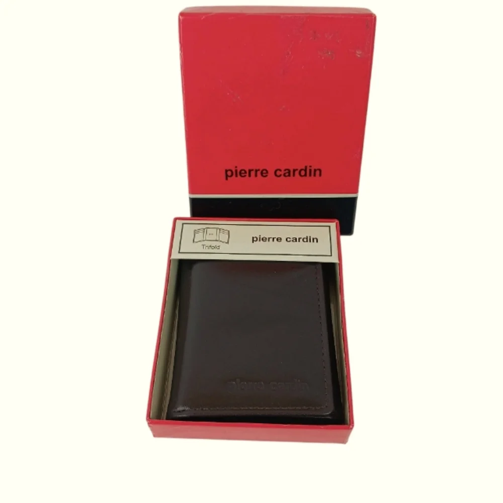Pierre Cardin Brown Men's Leather Wallet New in Box Trifold